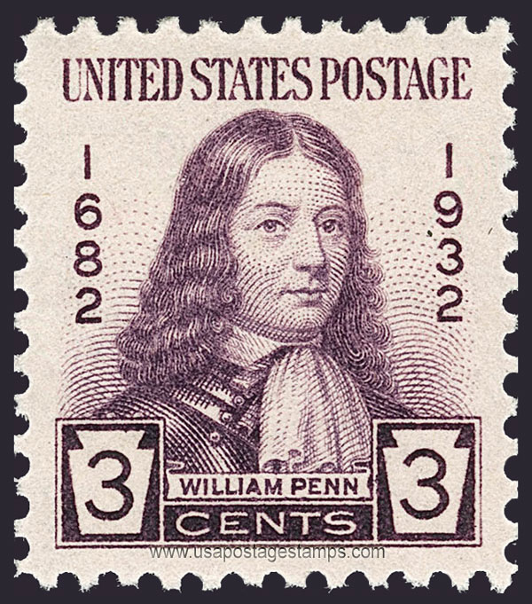 US 1932 William Penn (1644-1718) 3c. Scott. 724