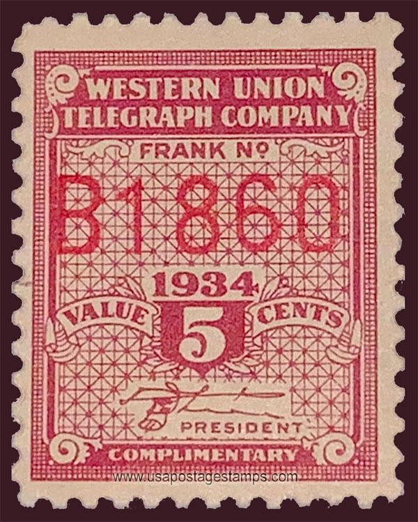 US 1934 Western Union Telegraph Company 'Frank' 5c. Scott. 16T85