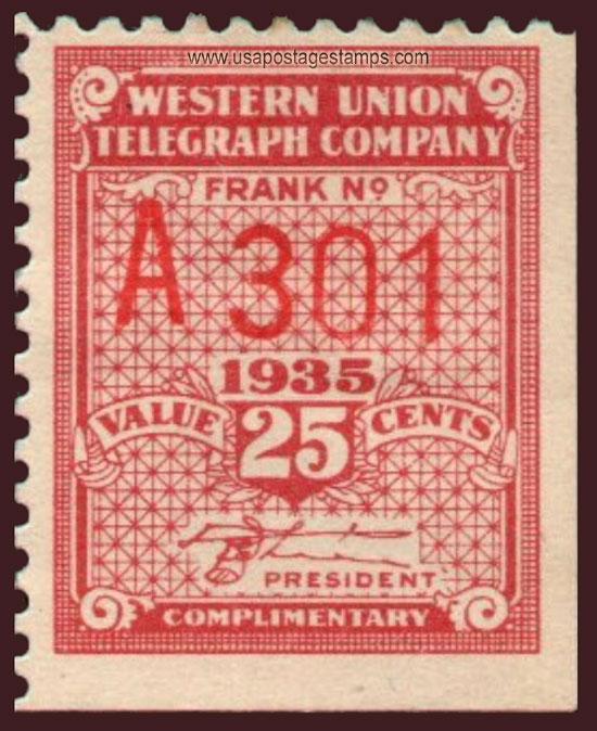 US 1935 Western Union Telegraph Company 'Frank' 25c. Scott. 16T88