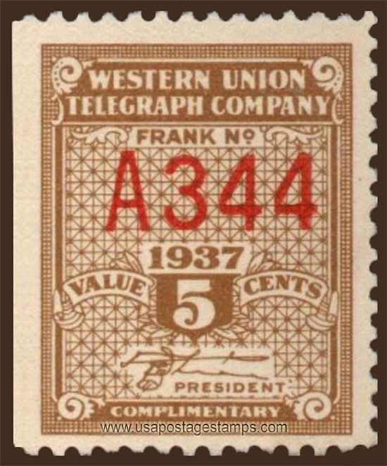 US 1937 Western Union Telegraph Company 'Frank' 5c. Scott. 16T91