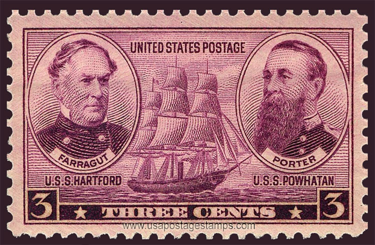 US 1937 Navy Issue ; Admirals Farragut and Porter 3c. Scott. 792