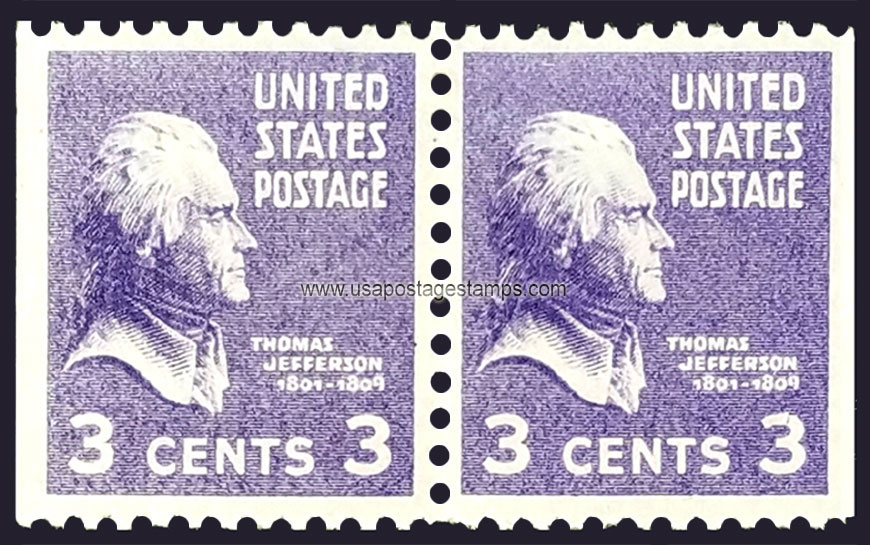 US 1938 Thomas Jefferson (1743-1826) 3c.x2 Michel 414Dl/Dr