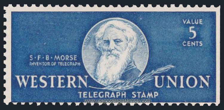 US 1939 Western Union Telegraph Company 'Samuel F. B. Morse' 5c. Scott. 16T101