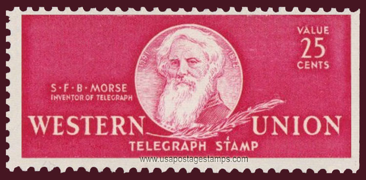 US 1939 Western Union Telegraph Company 'Samuel F. B. Morse' 25c. Scott. 16T103