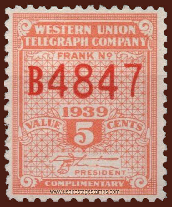 US 1939 Western Union Telegraph Company 'Frank' 5c. Scott. 16T95