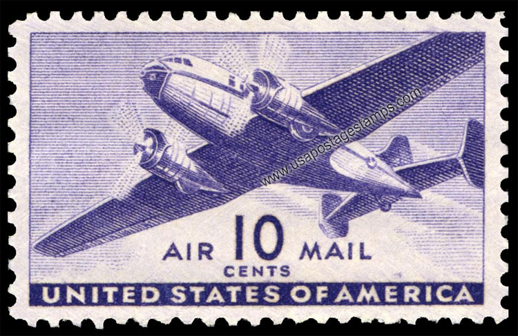 US 1941 'Airmail' The Twin-Motored Transport Plane 10c. Scott. C27