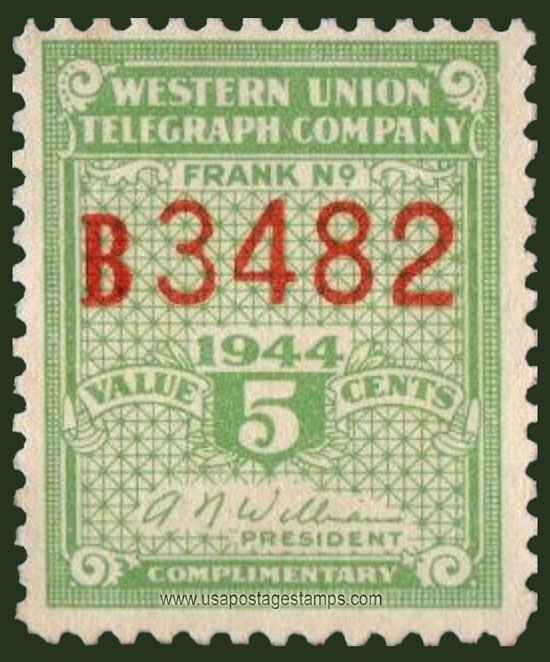 US 1944 Western Union Telegraph Company 'Frank' 5c. Scott. 16T110