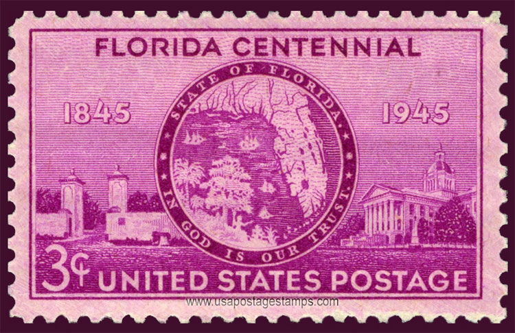 US 1945 Florida Statehood Centennial 3c. Scott. 927
