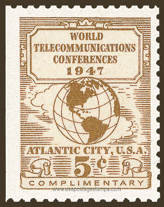 US 1947 World Telecommunications Conferences, Atlantic City 5c. Scott. 17T1