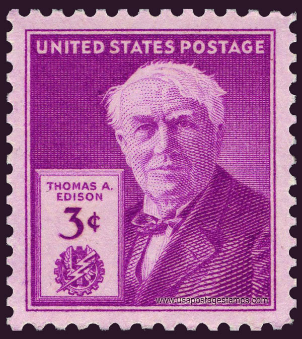 US 1947 Inventor Thomas Alva Edison (1847-1931) 3c. Scott. 945