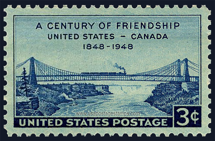 US 1948 Niagara Railway Bridge ; US-Canada Friendship 3c. Scott. 961