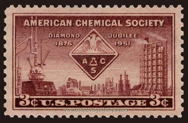 US 1951 American Chemical Society Diamond Jubilee 3c. Scott. 1002