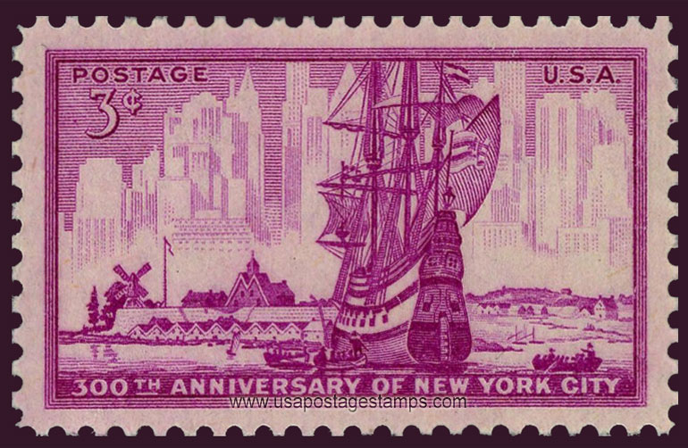 US 1953 300th Anniversary of New York City 3c. Scott. 1027