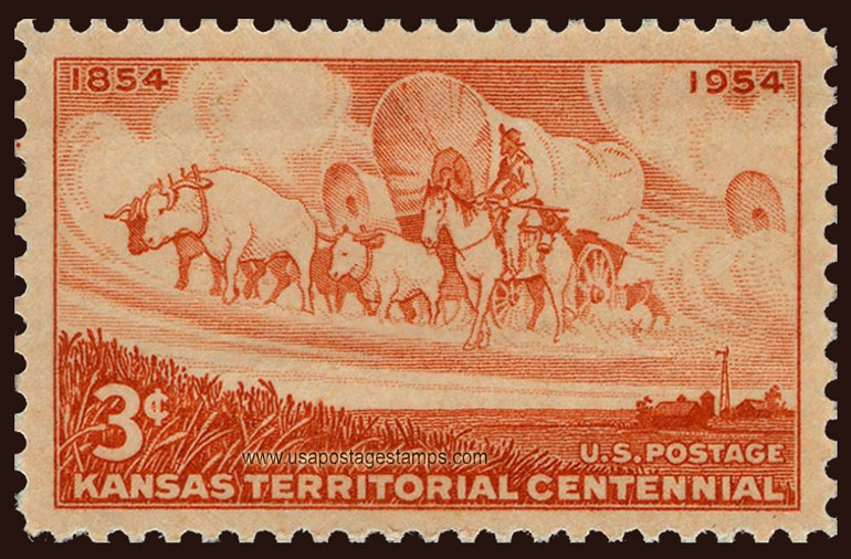 US 1954 Kansas Territorial Centennial 3c. Scott. 1061