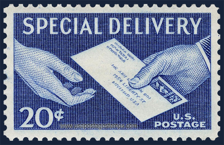 US 1954 Special Delivery - Hands and Letter 20c. Scott. E20