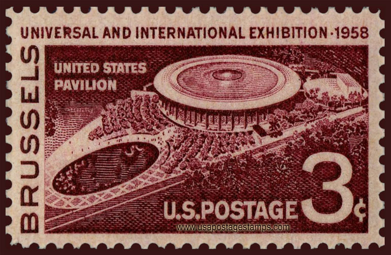 US 1958 United States Pavilion at Brussels Exhibition 3c. Scott. 1104