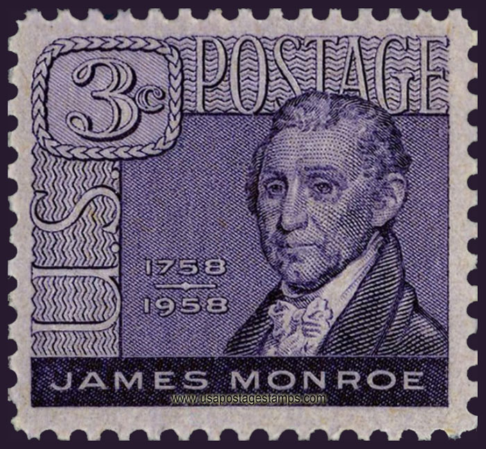 US 1958 200th Anniv. of James Monroe's (1758-1831) Birth 3c. Scott. 1105