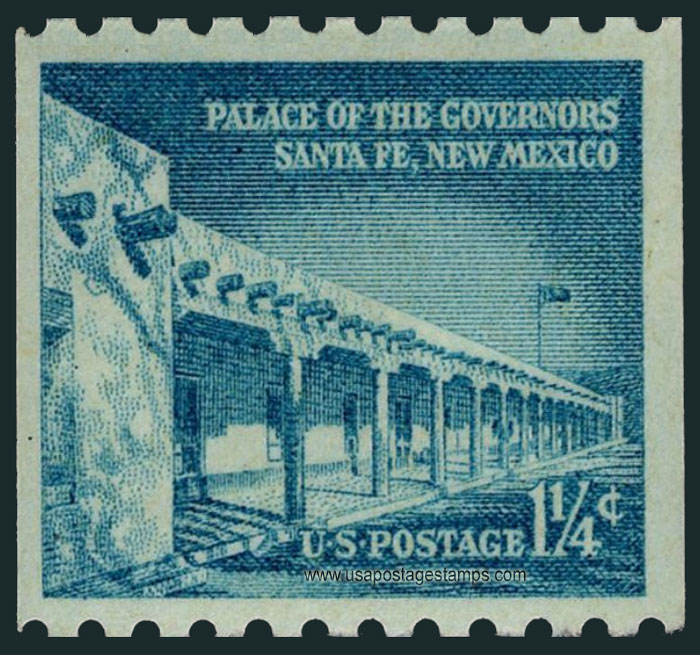 US 1960 Palace of the Governors, Santa Fe, New Mexico ; Coil 1¼c. Scott. 1054A