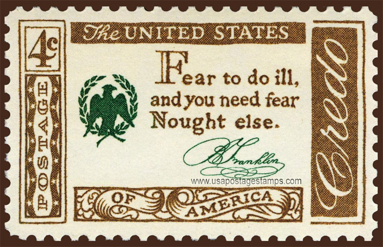 US 1960 Benjamin Franklin Quotation ; American Credo 4c. Scott. 1140