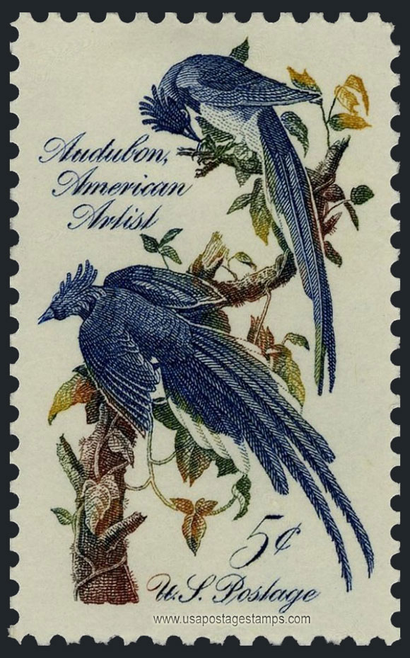 US 1963 Black-throated Magpie-jay Birds ; Audubon Painting 5c. Scott. 1241