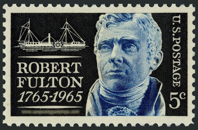 US 1965 Robert Fulton and the Clermont steamboat 5c. Scott. 1270