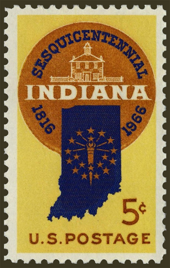 US 1966 Indiana Statehood 5c. Scott. 1308