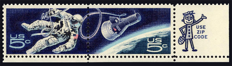 US 1967 Accomplishments in Space ; Se-tenant 5c.x2 Scott. 1332b