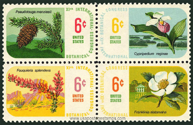 US 1969 11th Int. Botanical Congress ; Se-tenant 6c.x4 Scott. 1379a