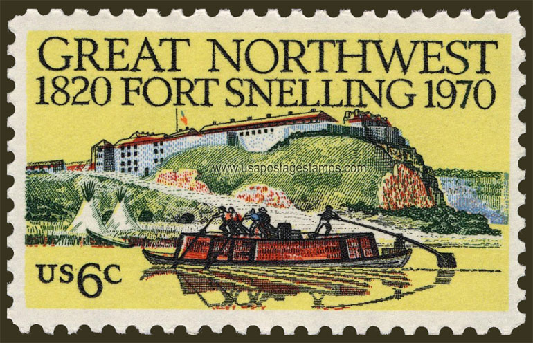 US 1970 Fort Snelling Keelboat and Tepees 6c. Scott. 1409