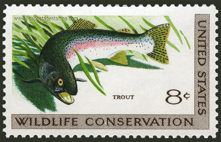US 1971 Rainbow Trout Fish ; Wildlife Conservation 8c. Scott. 1427