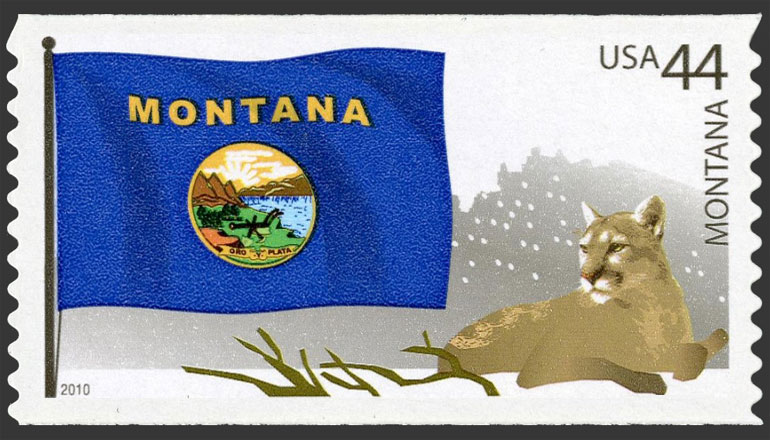 US 2010 Montana State Flag : Flags of Our Nation ; Coil 44c. Scott 4304