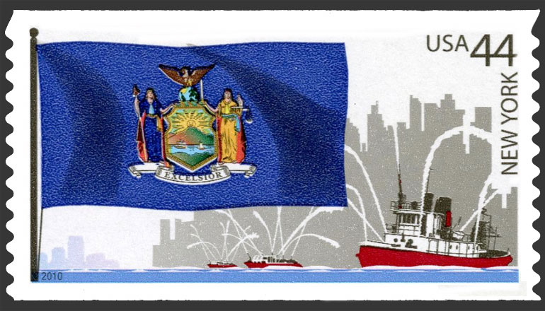 US 2010 New York State Flag : Flags of Our Nation ; Coil 44c. Scott 4310