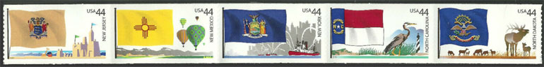 US 2010 Flags of Our Nation ; Se-tenant Coil 44c.x5 Scott 4312a