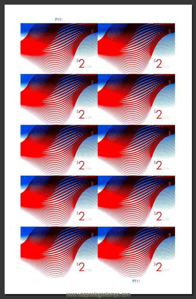 US 2015 Patriotic waves ; Imperf. Mini Sheet $2x10 Scott. 4954aMS