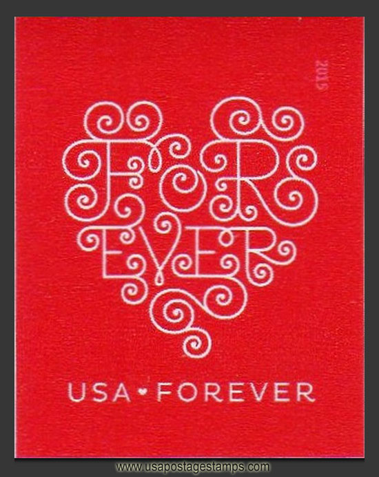 US 2015 Love Series - Lace Heart ; Imperf. 49c. Scott. 4955a