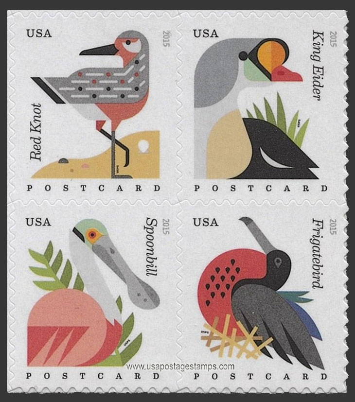 US 2015 Coastal Birds ; Se-tenant 35c.x4 Scott. 4994a