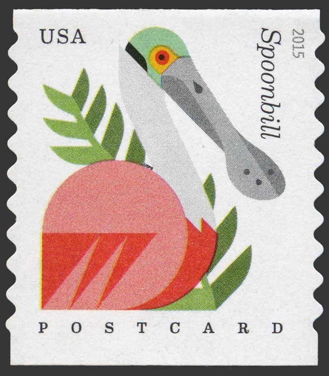 US 2015 Roseate Spoonbill : Coastal Birds ; Coil 35c. Scott. 4995