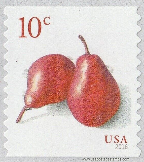 US 2016 Red pear Fruits ; Coil 10c. Scott. 5039