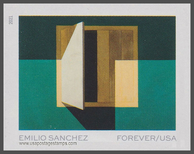US 2021 Ventanita Entreabierta by Emilio Sanchez ; Imperf. 55c. Scott. 5597