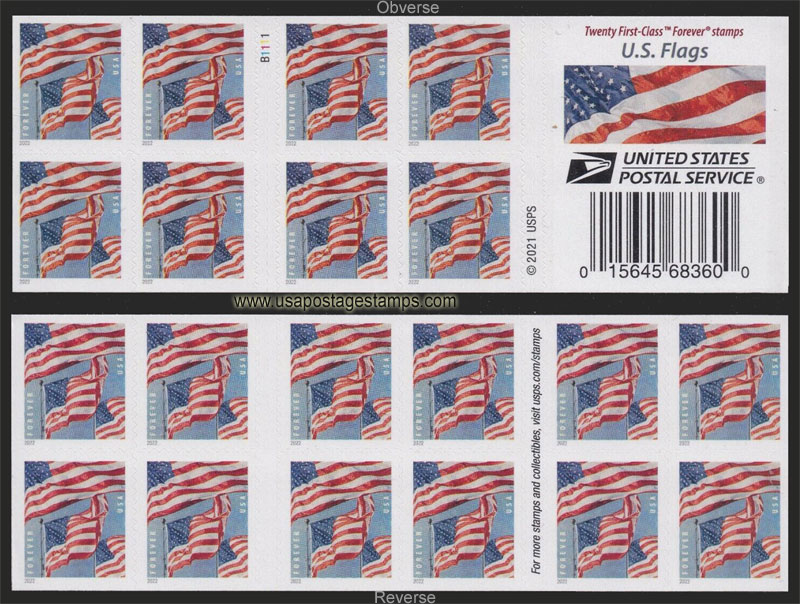 US 2022 Flag of USA ; Booklet 58c. (FOREVER º)x20 Scott. 5658a