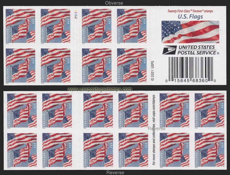 US 2022 Flag of USA ; Booklet 58c. (FOREVER º)x20 Scott. 5659a