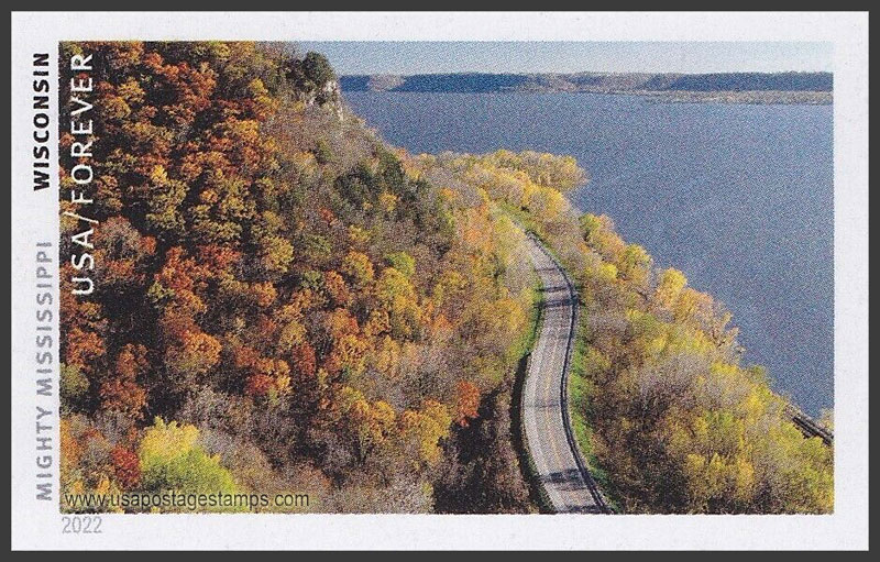 US 2022 Great River Road ; Mighty Mississippi Imperf. 58c. Scott. 5698kb