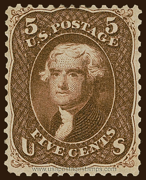 US 1862 Thomas Jefferson (1743-1826) 5c. Scott. 75