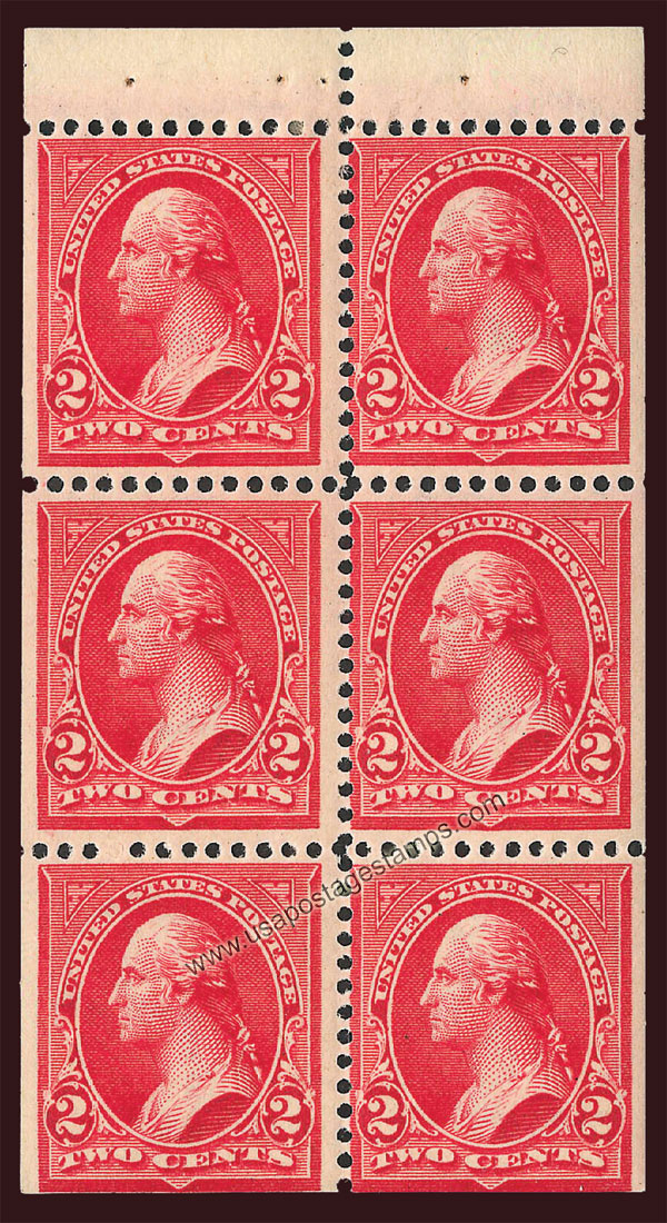 US 1900 George Washington (1732-1799) 2c.x6 Booklet Pane Scott. 279Bj