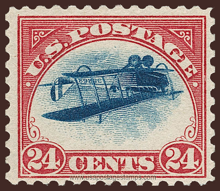 US 1918 Curtiss JN-4 Jenny 'Airmail' Center Inverted 24c. Scott. C3a
