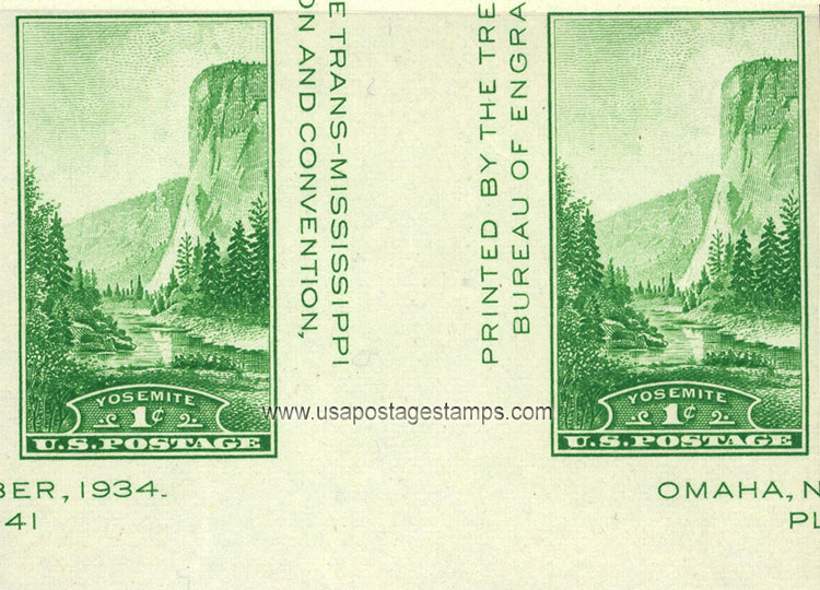 US 1935 Trans-Mississippi Philatelic Exposition ; Yosemite N.P Imperf. 1c. Scott. 769a