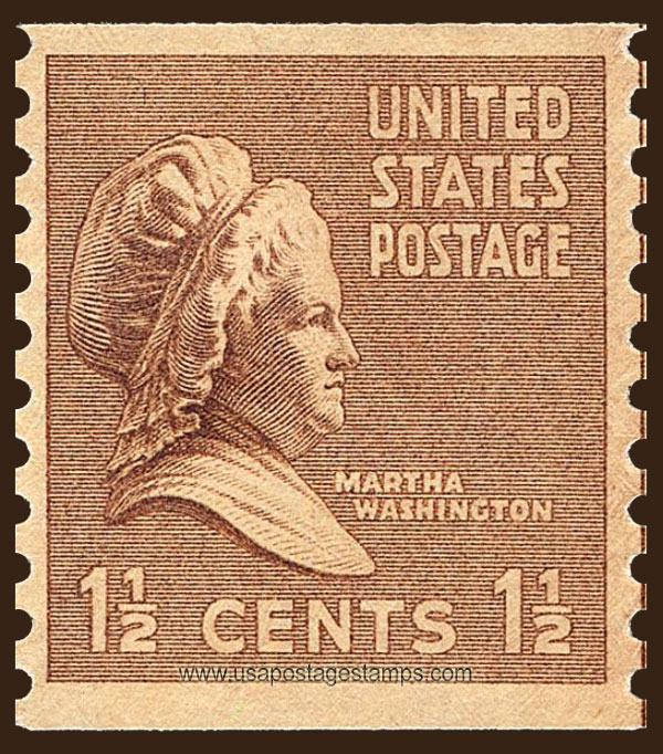 US 1939 Martha Dandridge Custis Washington (1731-1802) Coil 1c. Scott. 840