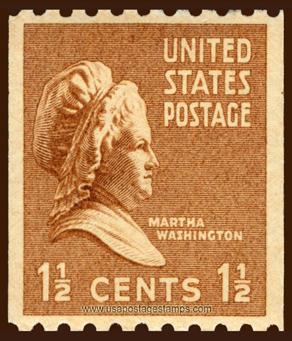 US 1939 Martha Dandridge Custis Washington (1731-1802) Coil 1c. Scott. 849