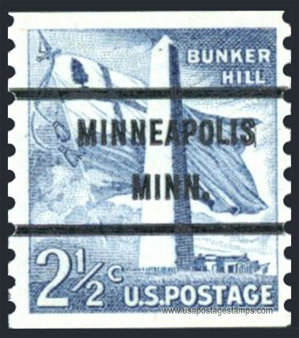 US 1959 Bunker Hill Monument, Boston, Massachusetts ; Coil 2c. Michel PR655C