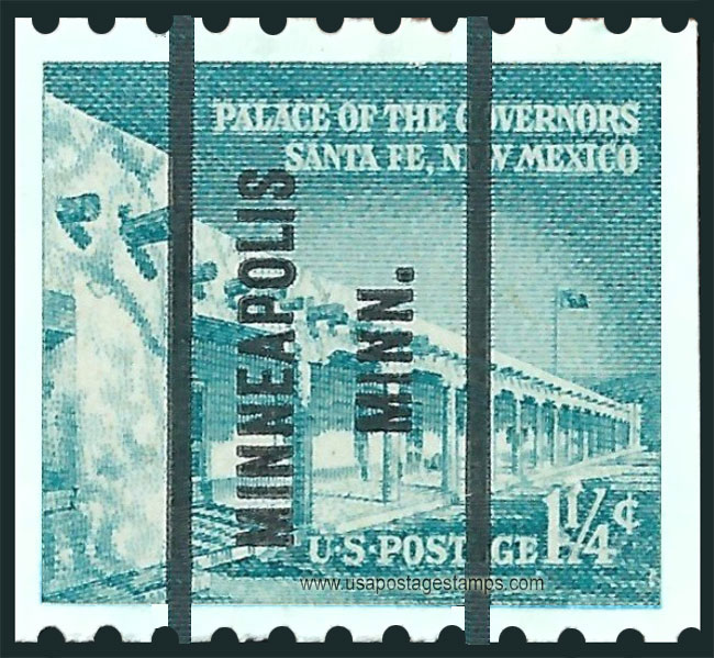 US 1960 Palace of the Governors, Santa Fe, New Mexico ; Coil 1c. Michel PR652C